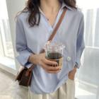 Long-sleeve Asymmetric Open-collar Shirt