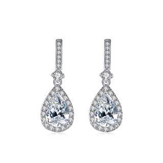 Fashion And Elegant Geometric Water Drop-shaped Cubic Zirconia Earrings Silver - One Size