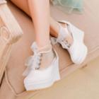 Lace-up Transparent Wedge Oxfords