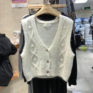 Sleeveless Cable Knit Cardigan