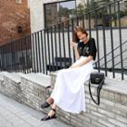 Paperbag-waist Linen Blend Maxi Pleat Skirt