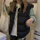 Sleeveless Stand-collar Plain Tank Top Jacket