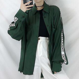 Lettering Shirt Dark Green - One Size