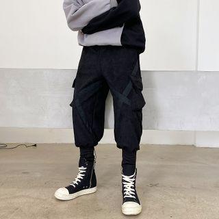 Mock Two-piece Drawstring Cargo Pants