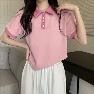 Irregular Cropped Polo Shirt