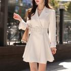 Long-sleeve Peak Lapel Mini Dress