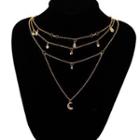 Rhinestone Geometric Layered Necklace As Shown In Figure - One Size