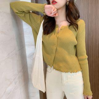 Long-sleeve Ruffle Trim Cardigan