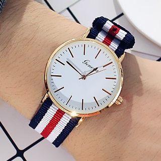 Retro Striped Canvas Strap Watch