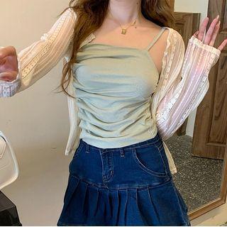 Plain Camisole Top / Lace Jacket