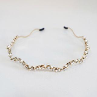 Wavy Rhinestone Alloy Headband Gold - One Size