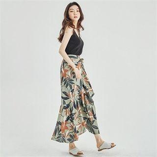 Frilled Foliage Maxi Wrap Skirt