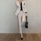 Set: Check Double-breasted Blazer + Cropped Pants