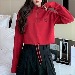 Long-sleeve Embroidered Drawstring T-shirt
