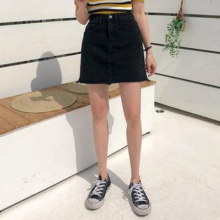 Distressed A-line Miniskirt