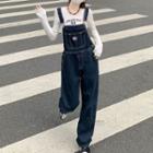Denim Dungaree Pants / Long-sleeve Lettering T-shirt