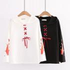Lace-up Fish Print Hoodie