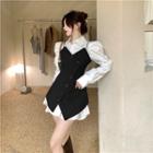 Puff-sleeve Shirt / Asymmetrical Overall Dress