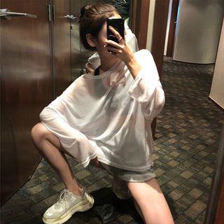Lightweight Loose-fit Sheer Long T-shirt