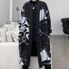 Printed Open Front Long Light Jacket