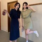 Short-sleeve Plain Shirt Dress (various Designs)