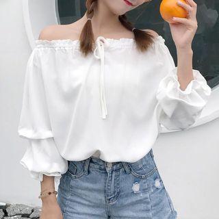 Off-shoulder Elbow Sleeve Blouse
