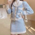 Plaid Button-up Jacket / A-line Skirt