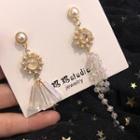 Non-matching Faux Pearl Rhinestone Fringed Earring 1 Pair - Asymmetry Earrings - One Size