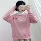 Embroidered Sweatshirt Pink - One Size