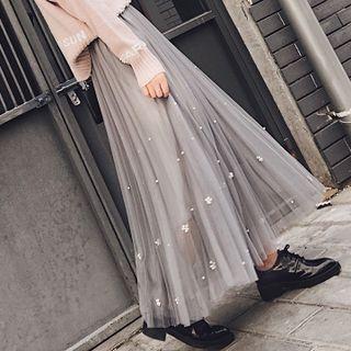 Beading Mesh Skirt