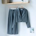 Double Button Blazer / Wide Leg Dress Pants