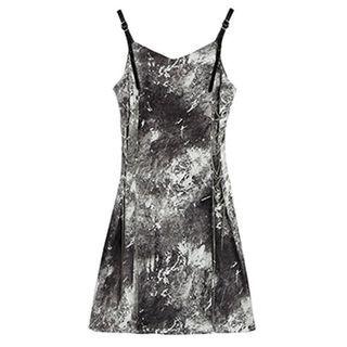 Spaghetti Strap Tie-dye Print A-line Dress