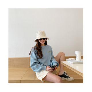 Over Again  Letter Sweatshirt Sky Blue - One Size