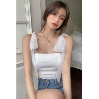 Ribbon-strap Slim-fit Crop Top