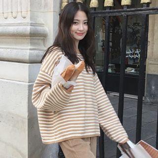 Elbow Patch Striped Sweater