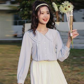 Layered Collar Blouse Airy Blue - One Size