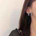 Checker Bow Resin Earring 1 Pair - Black & White - One Size