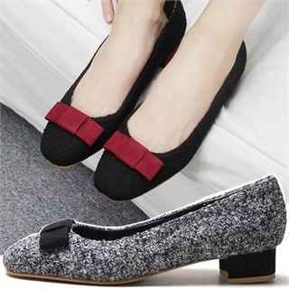 Bow Low-heel Tweed Pumps (petite Size)