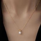 Faux Pearl Pendant Stainless Steel Necklace Gold - One Size