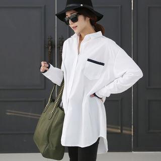 Tape-trim Cotton Long Shirt