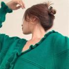 Ruffle V-neck Long-sleeve Crop Sweater