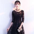 3/4-sleeve Lace Midi Cocktail Dress / Evening Gown