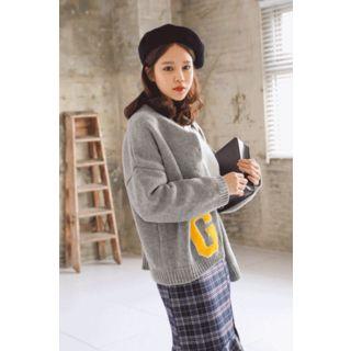 Round-neck Lettering Cardigan