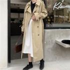 Double-breasted Sashed Long Trench Coat