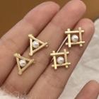 Faux Pearl Triangle / Square Alloy Earring 1 Pair - Triangle - One Size