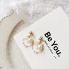Faux Pearl Hoop Stud / Clip-on Earrings