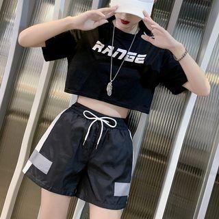 Lettering Short-sleeve T-shirt / Shorts / Set