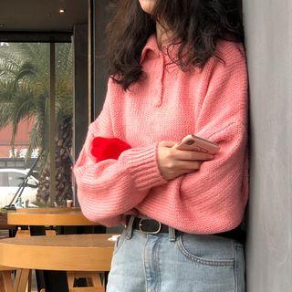 Long Sleeve Polo Neck Knit Sweater