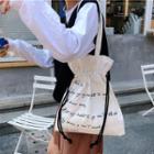 Lettering Canvas Drawstring Tote Bag