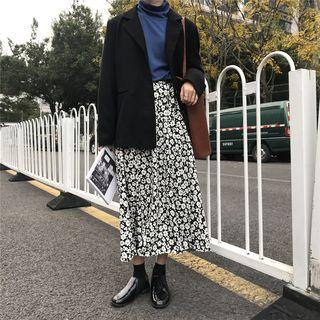 Floral Midi Skirt Black & White - One Size